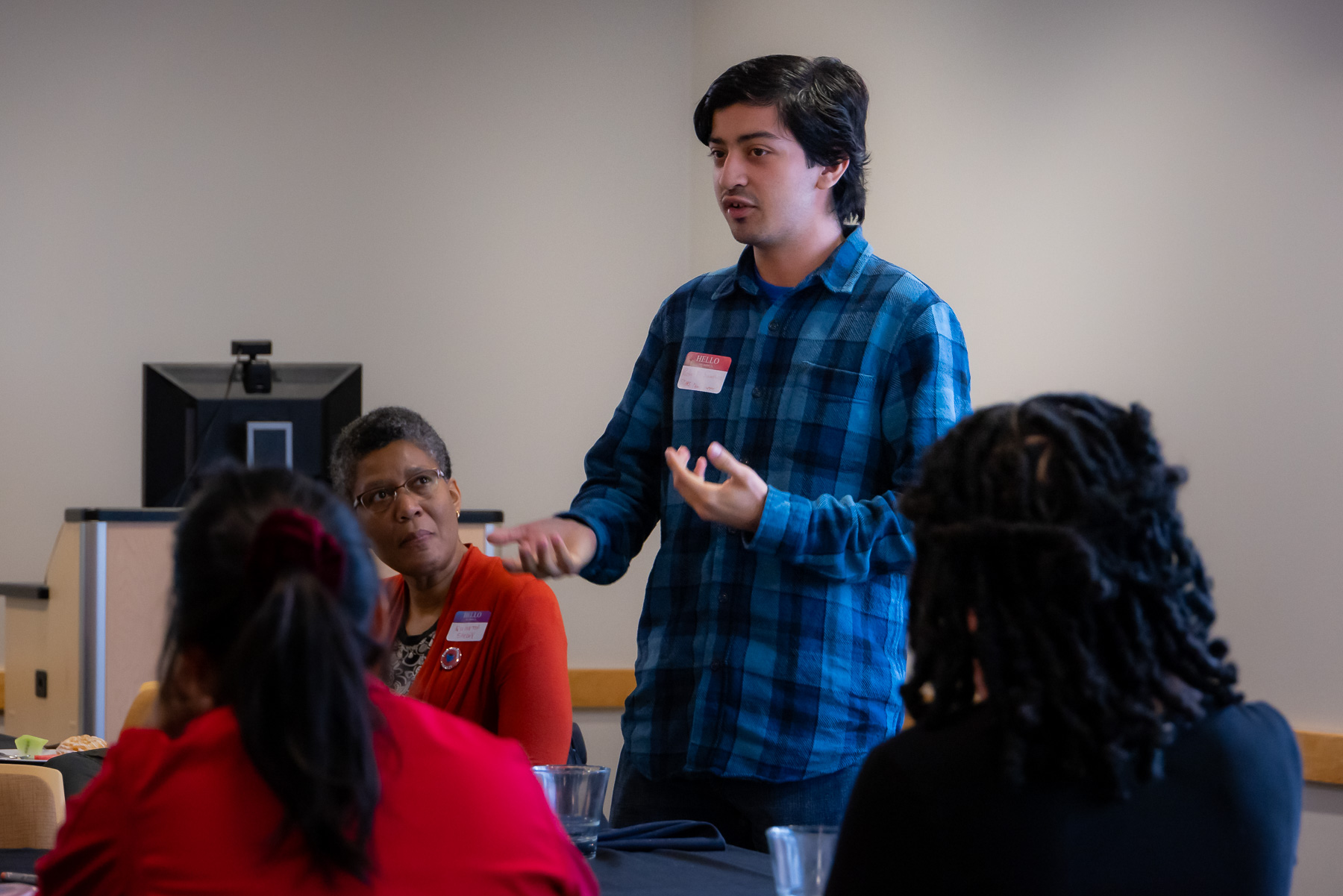 Robert Sanchez shared his experience as a First generation student. (Photo by Jeff Carrion / DePaul University) 